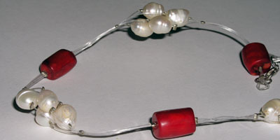 collana, perle di fiume, corallo bamboo